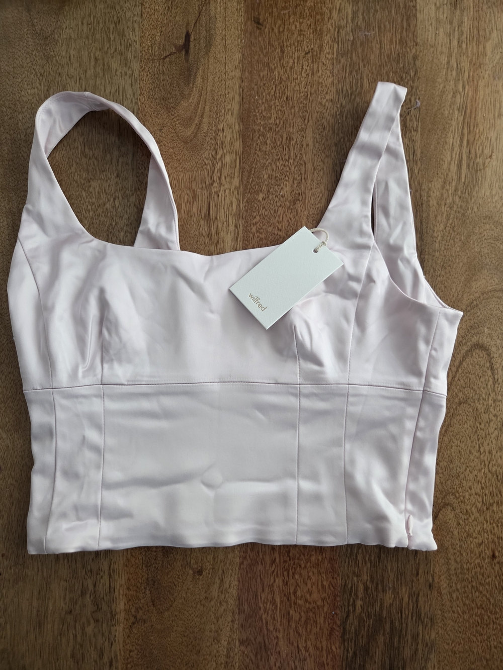 Wilfred Soft Pink Satin Crop Tank
